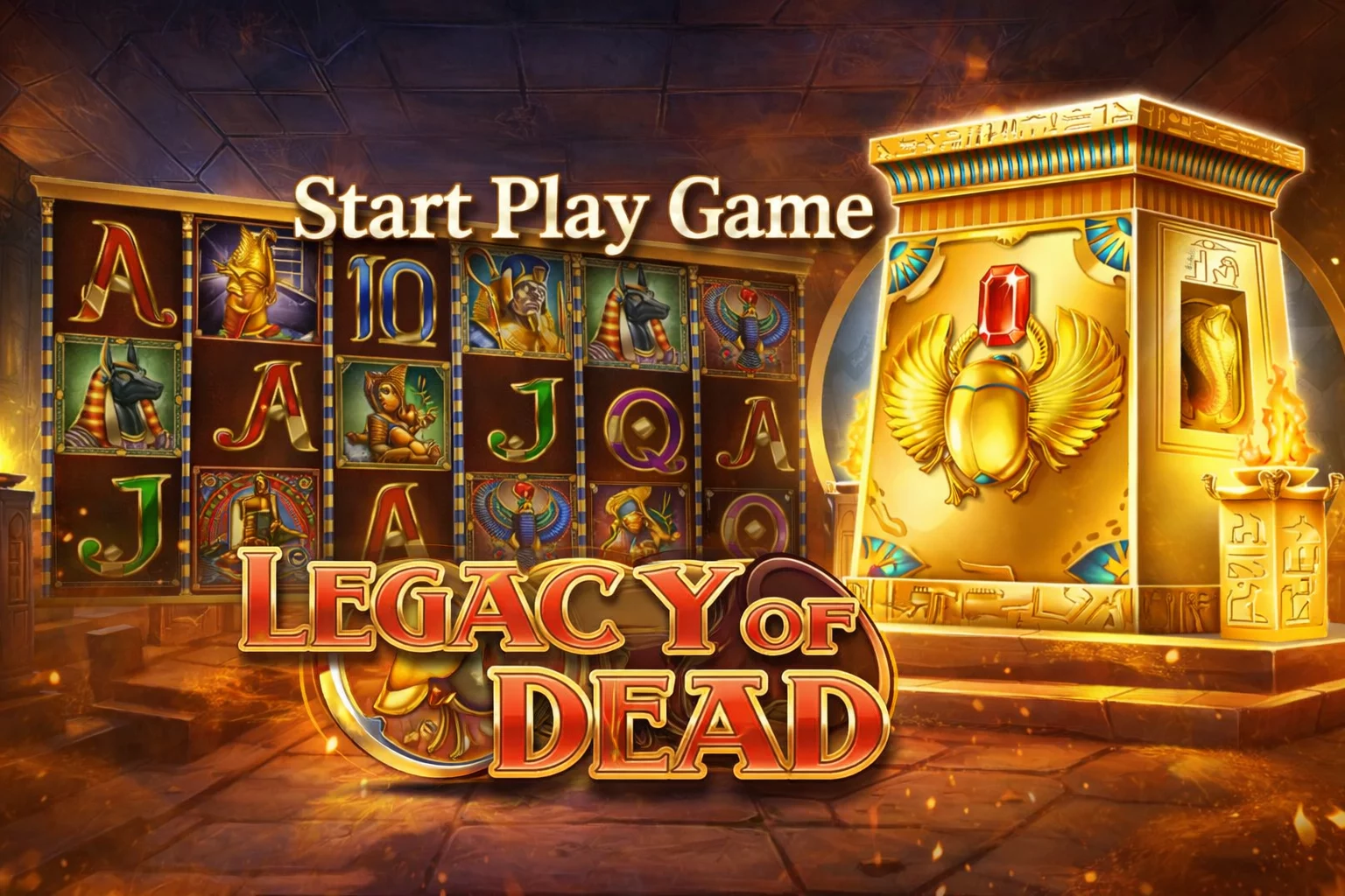The process of registering, depositing, and taking the first steps in the Legacy of Dead slot.