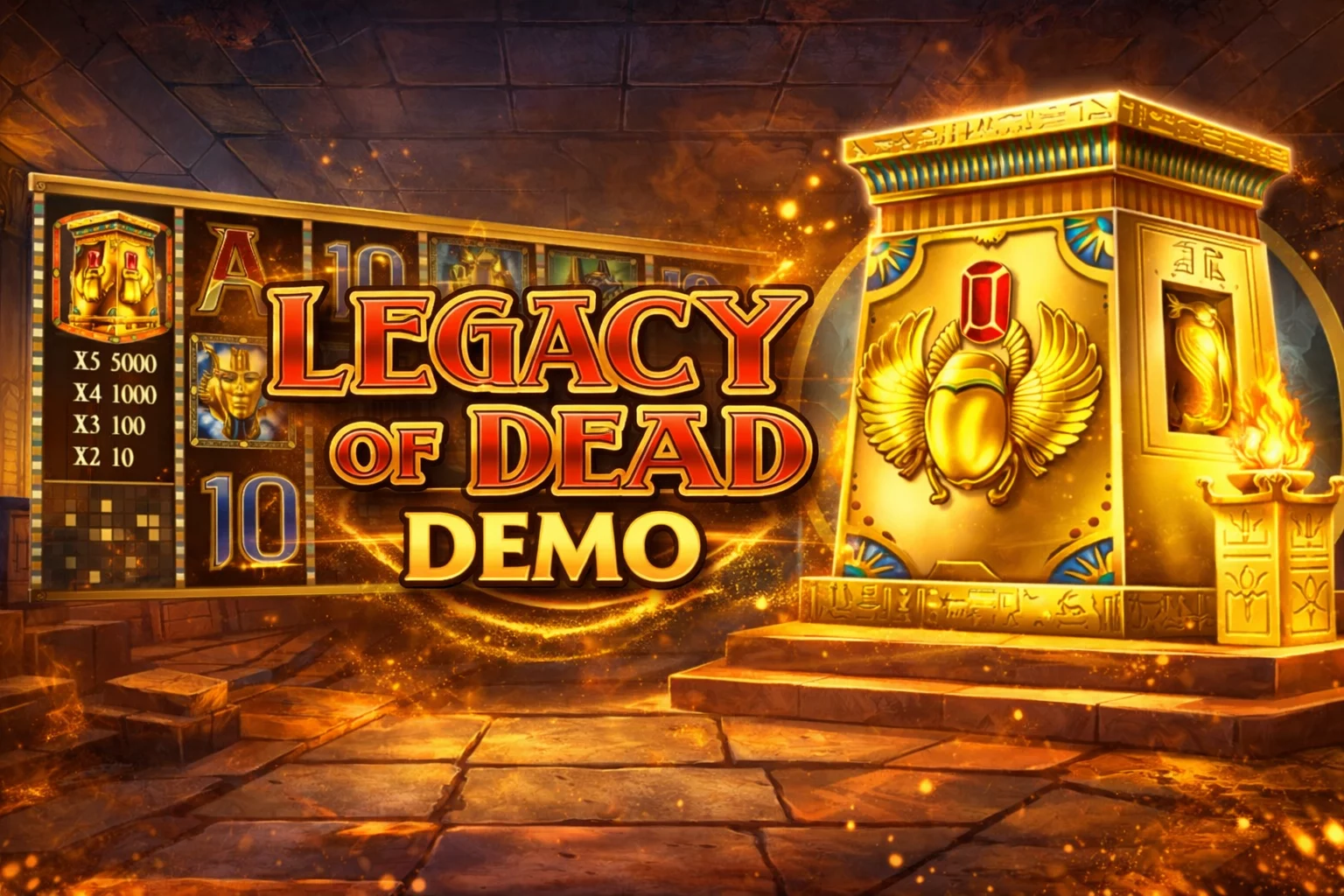 Free demo version of Legacy of Dead slot to test your strategy without risk.